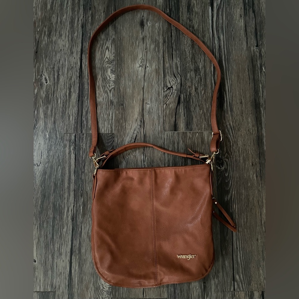 Wrangler Brown Faux Leather Shoulder Bag Crossbody Purse